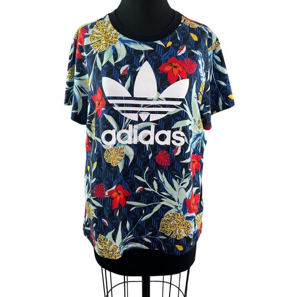 Adidas HER Studio London Top Floral Crew Neck Loose Fit Pullover Size M Medium - Picture 1 of 10